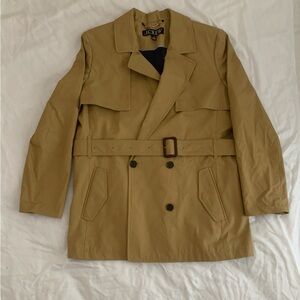 J. Crew Trench Coat Size 12 Tan/Mustard Belted Double Breasted Classic Jacket
